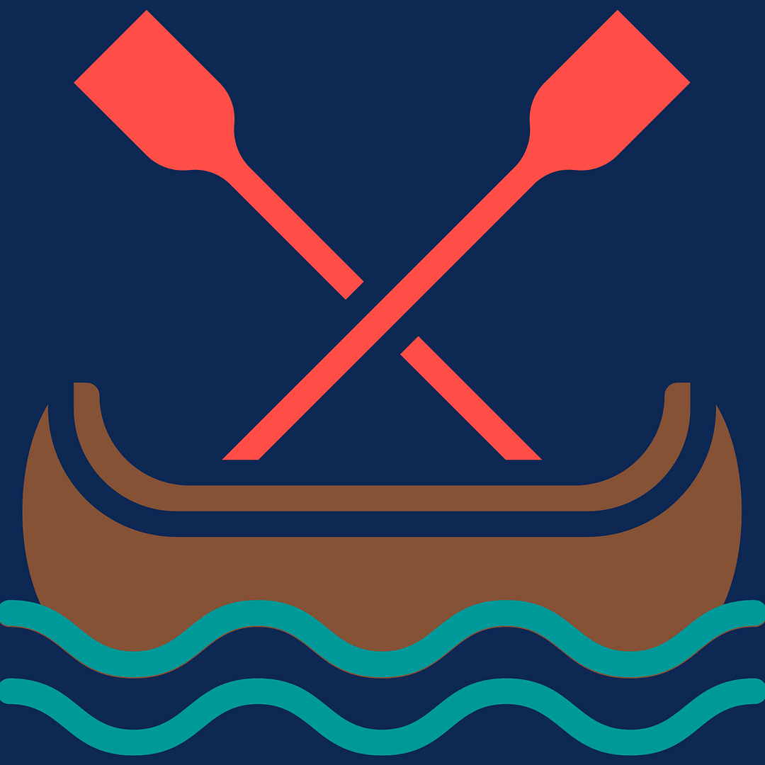 A canoe with two paddles on a blue background, perfect for water sports enthusiasts looking for amenities.