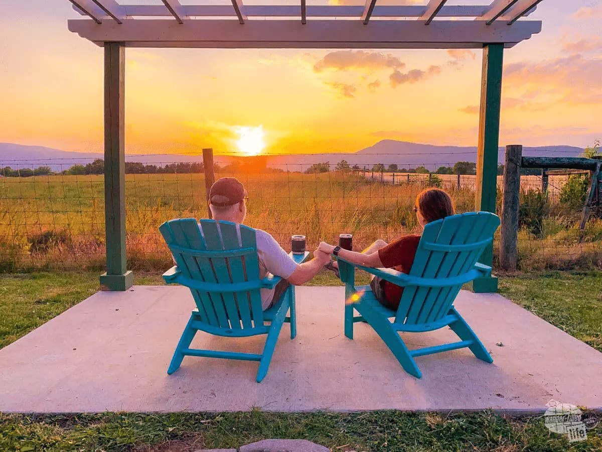 A couple watching the sunset and enjoying nature