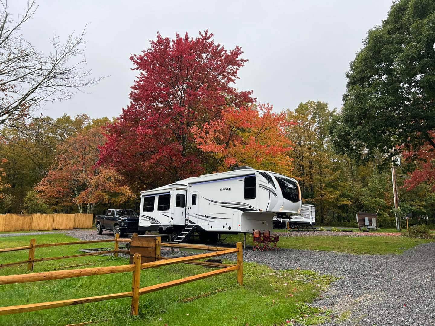spacious skies campground woodland hills camper in the fall benefits of season long camping