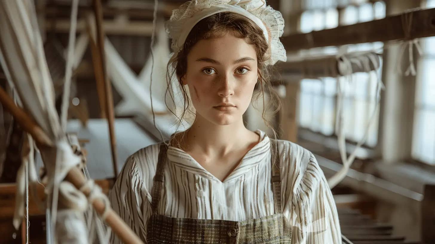 19th-century female textile worker.