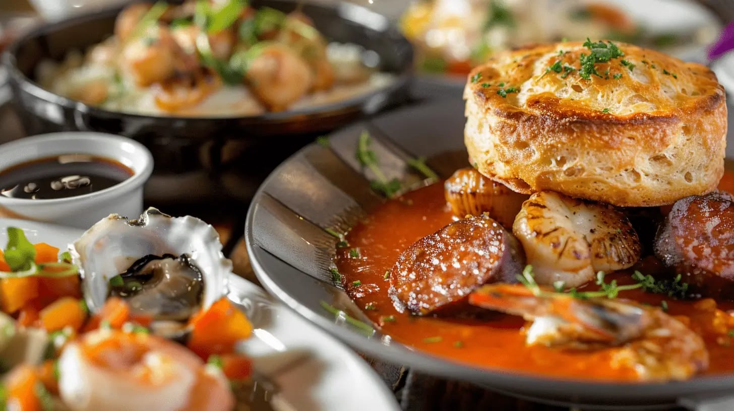 A lavish 5-course tasting menu set on a wooden table.