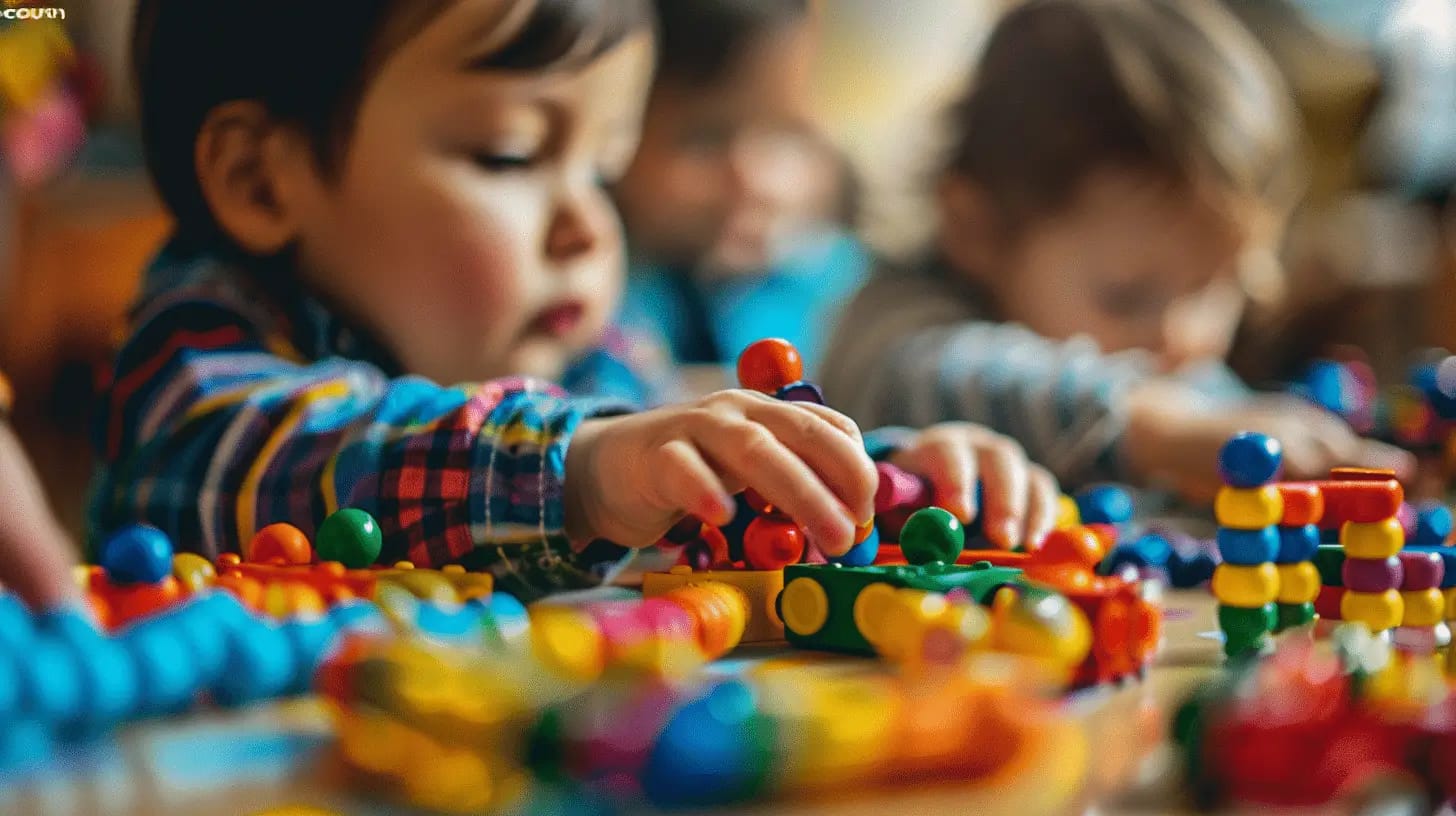 Children playing with educational toys.