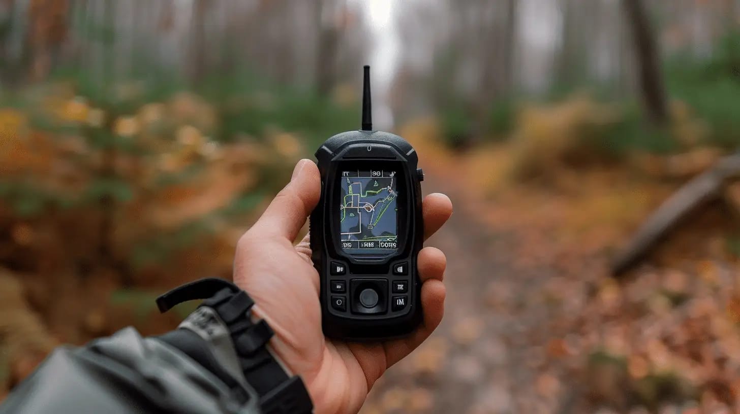 A GPS device displaying coordinates