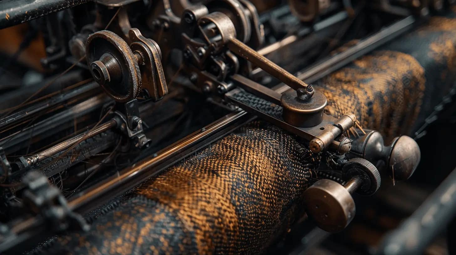 Historical weaving machine from the Industrial Revolution.
