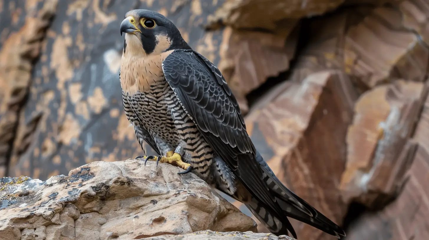 a peregrine falcon with detailed feathers