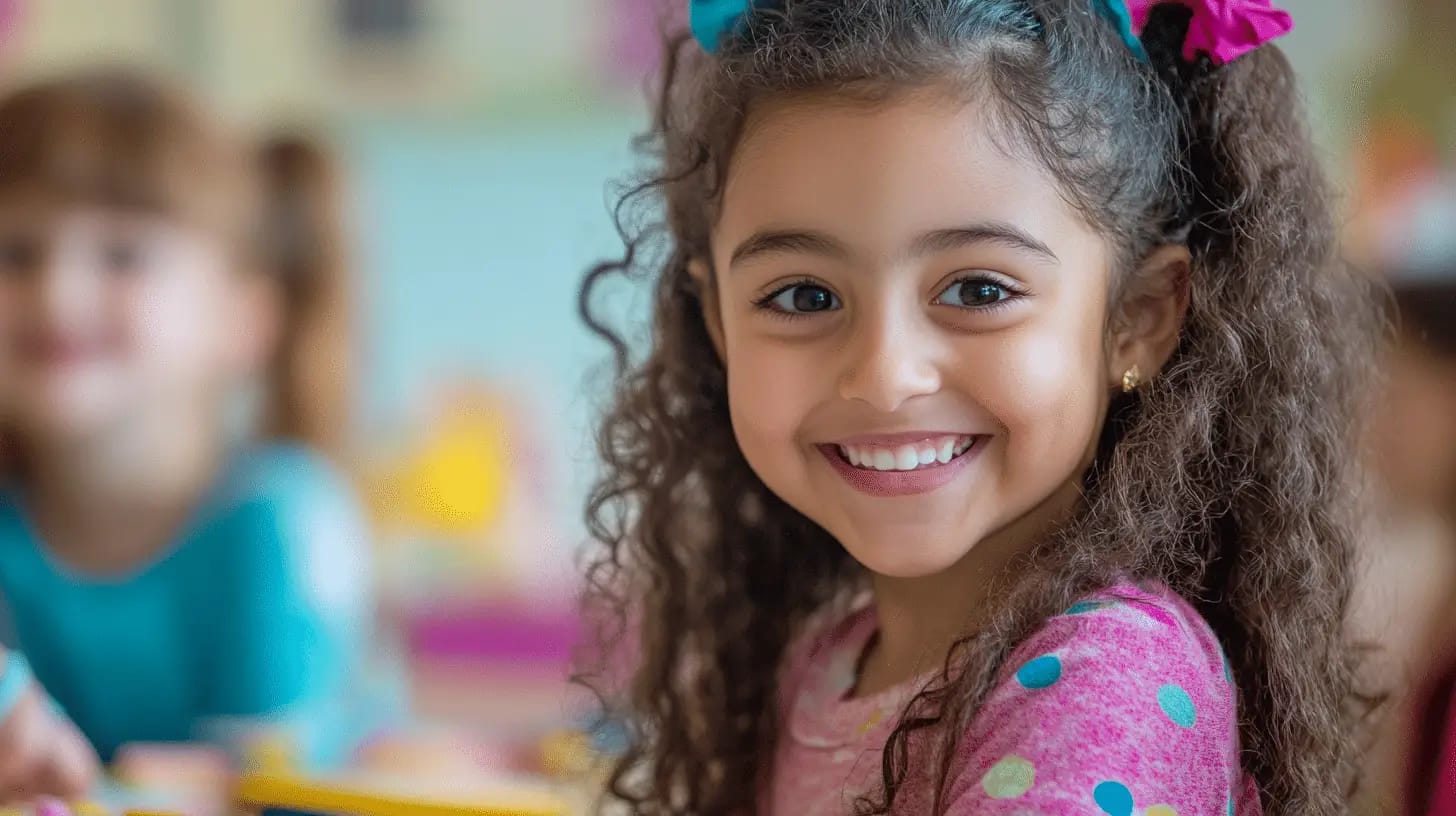 a girl smiling at the camera