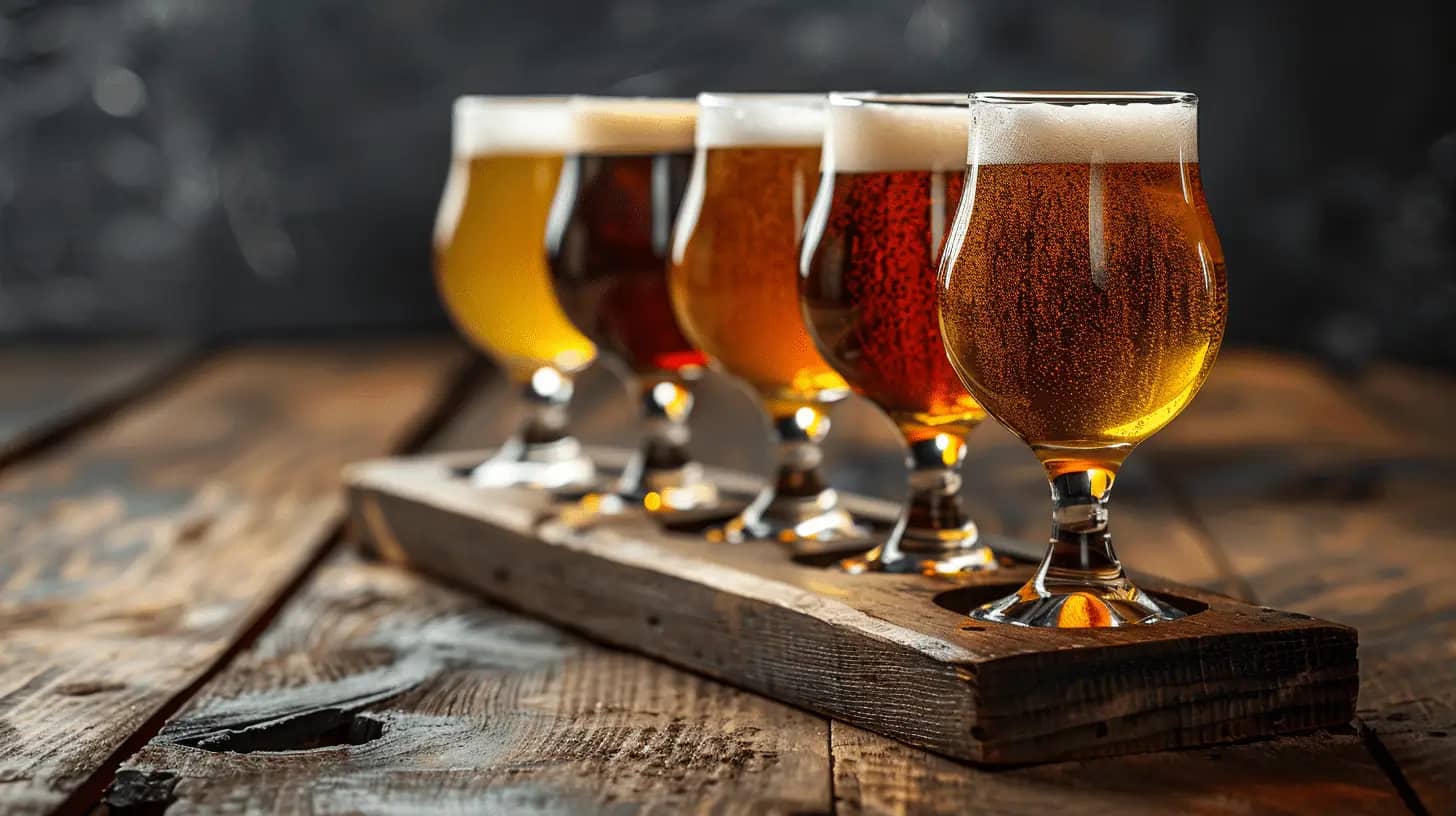 A craft beer tasting flight