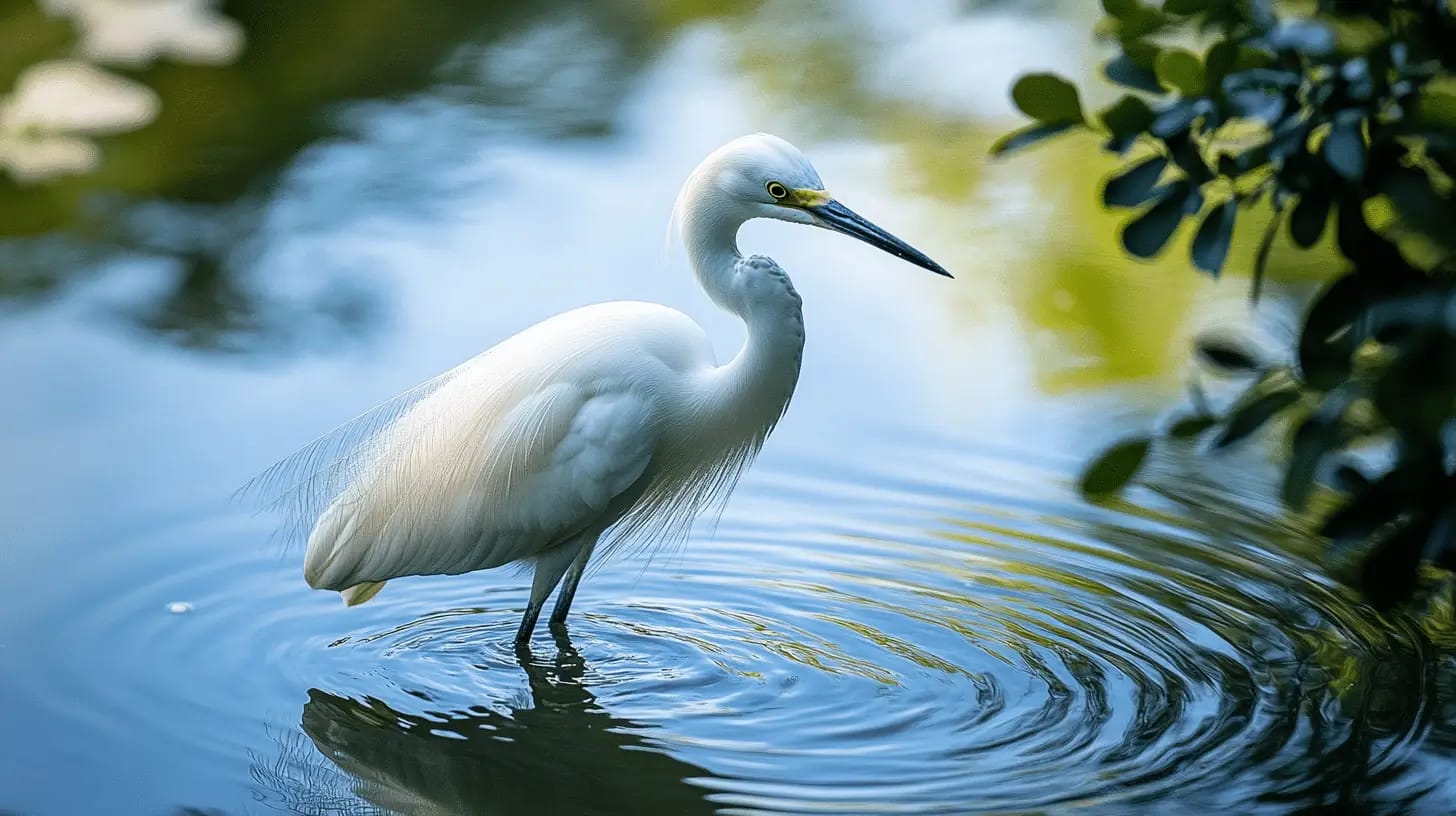 egret elegant feathers serene water canon
