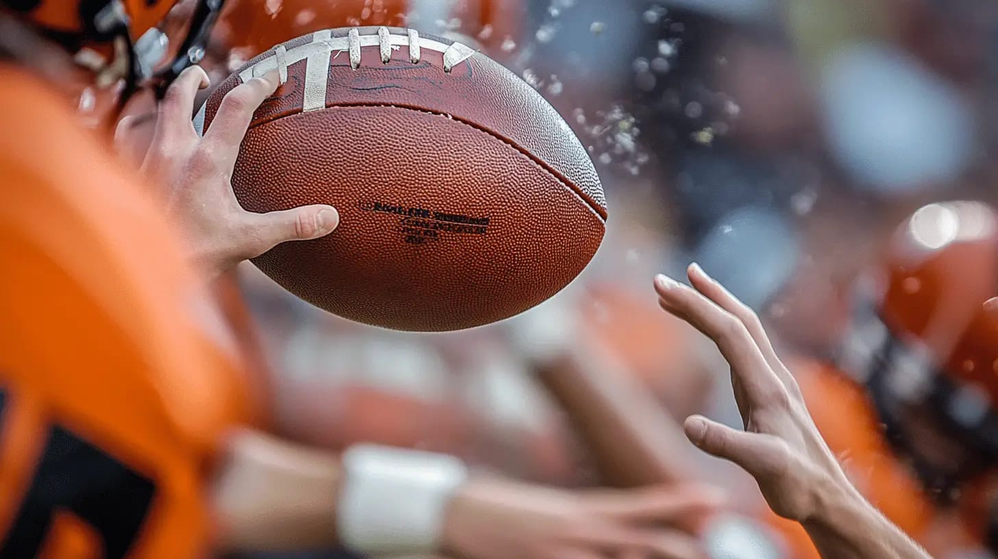 High school football players in action on the field