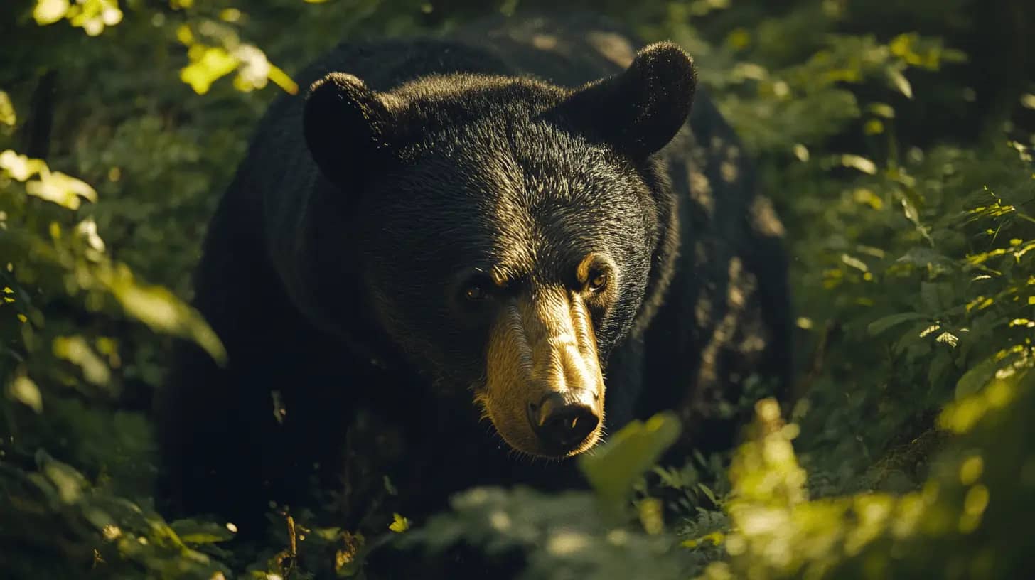Majestic black bear foraging in a natural setting