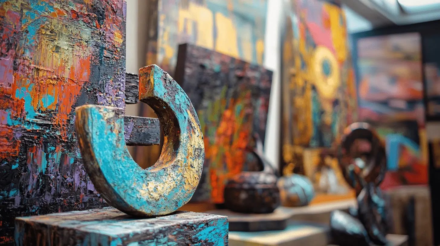 vibrant abstract paintings sculptures textures art