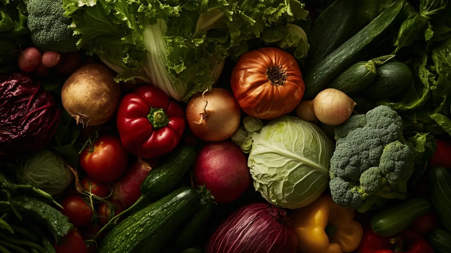 a pile of vegetables