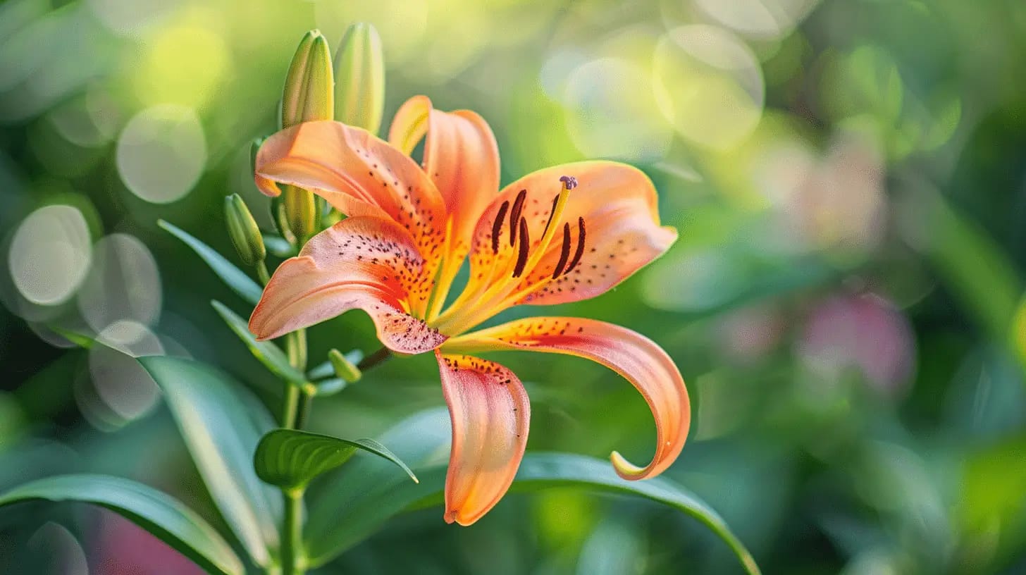 Vivid Carolina lily in full bloom