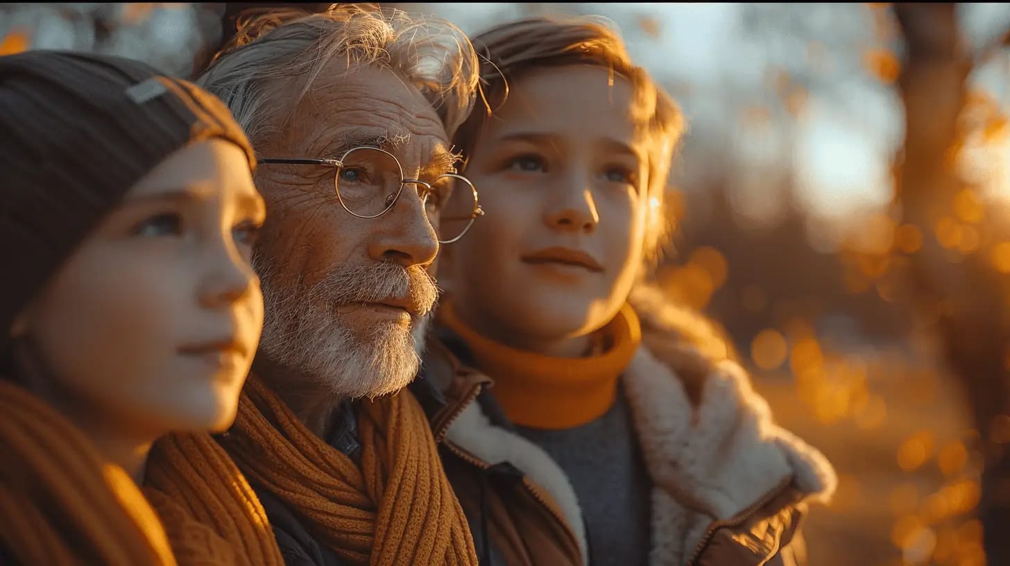 Family in afternoon light