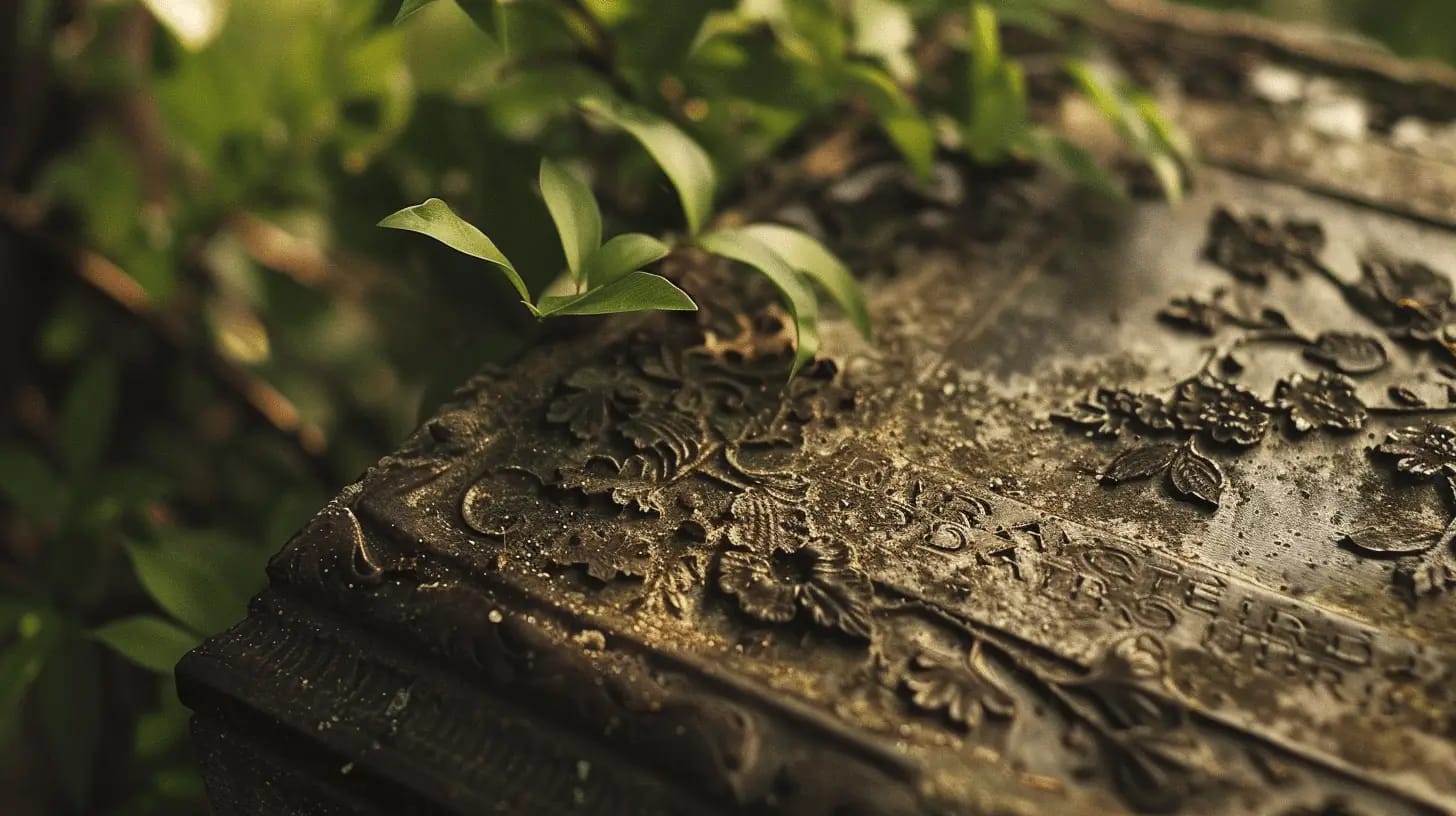 Weathered historical bronze plaque with aged patina