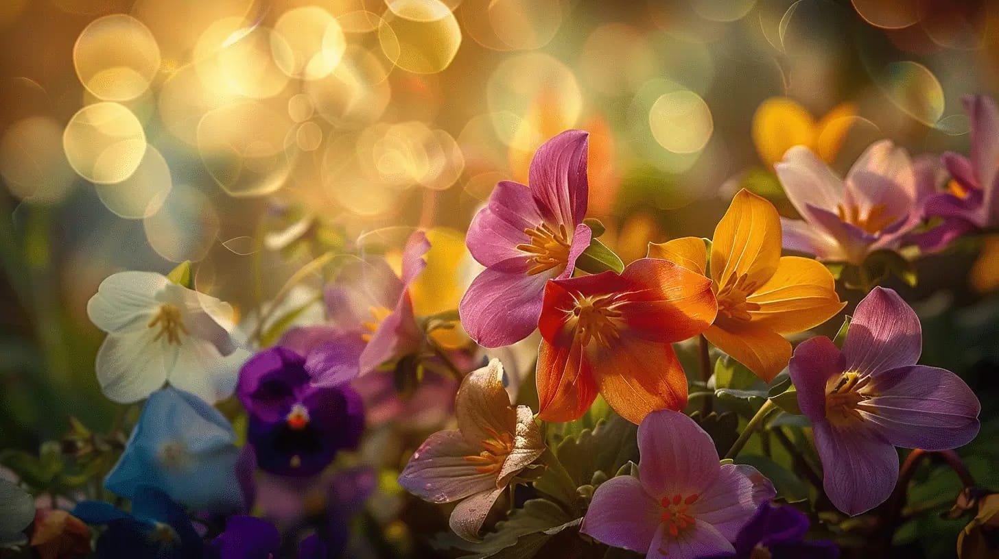 wildflower bouquet featuring trillium, bloodroot, and violets