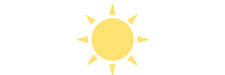 A simple yellow sun icon with rays on a light gray background.