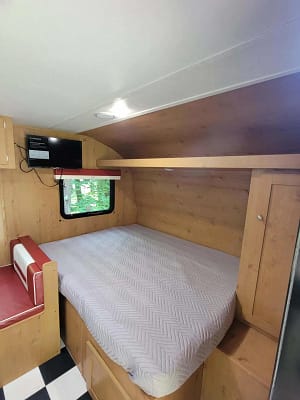 A bed in a room.