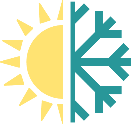 A peach and snowflake icon on a green background.