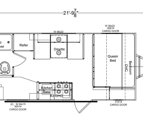 A floor plan of a trailer.