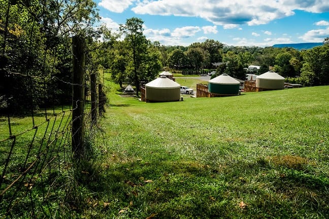 shenandoah views campgrounds yurts view from the top of the hill located in Virginia