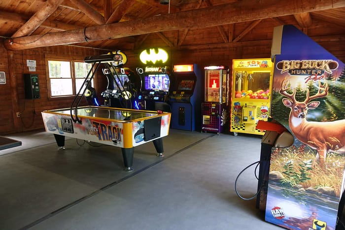 A room with arcade games.
