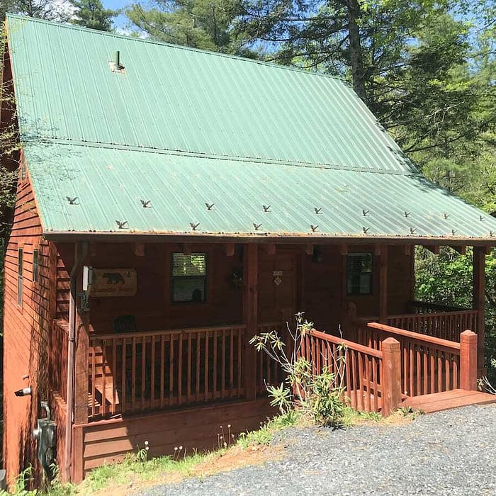 A cabin in the woods.