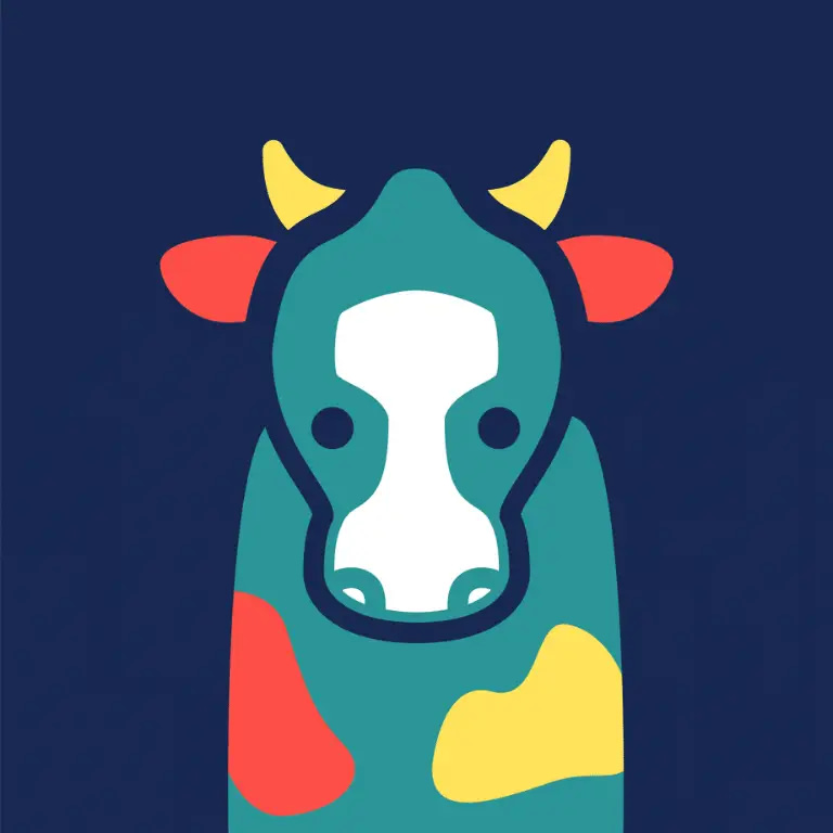 A colorful cow icon on a dark background at Savannah Oaks Campgrounds.