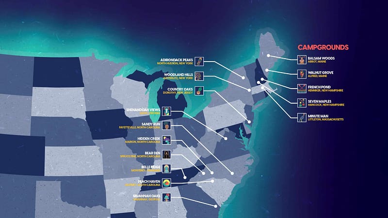 A map of the united states showing the locations of major cities.