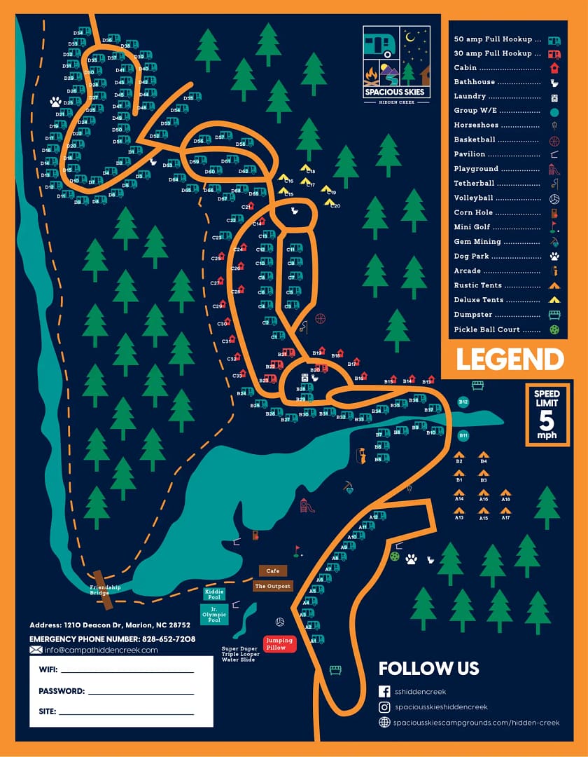 Spacious Skies Hidden Creek RV Park Map
