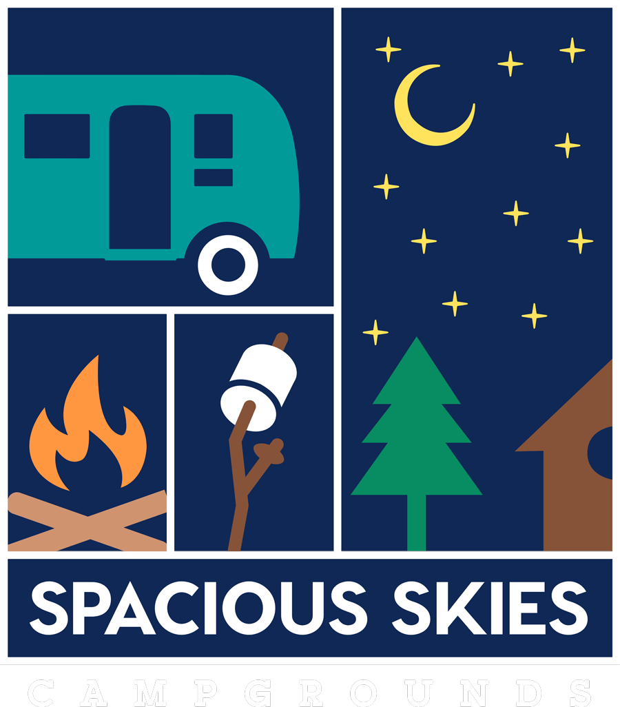 The logo for scenic skies campgrounds.